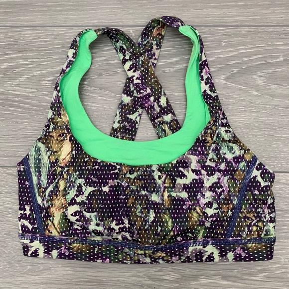 LULULEMON STASH TO DASH BRA - SIZE 4 PURPLE/GREEN - Picture 2 of 3